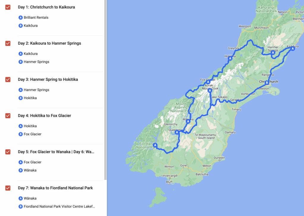 11Days / 10Nights South Island Road Trip Itinerary